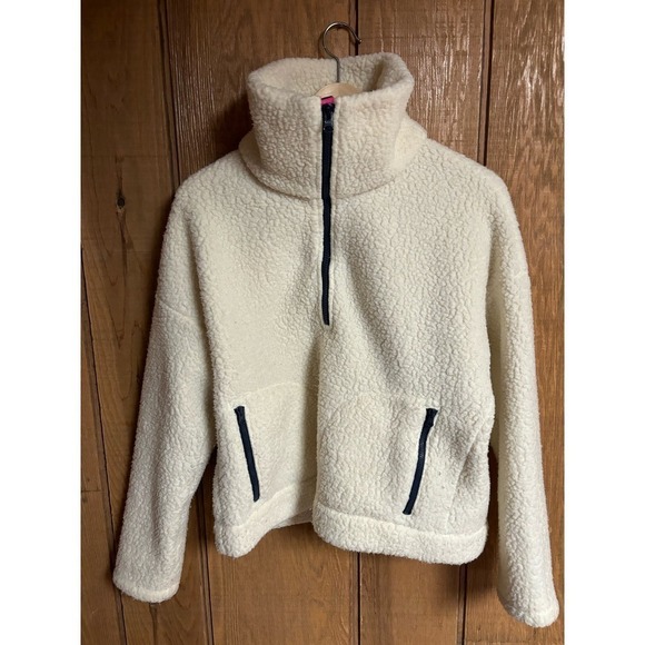 JCrew comfy cozy plush Sherpa 1/4 zip popover with 2 pockets size S - Picture 2 of 10